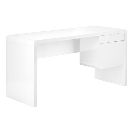 Monarch Specialties Computer Desk, Home Office, Laptop, Storage Drawers, 60"L, Work, Laminate, Glossy White I 7581